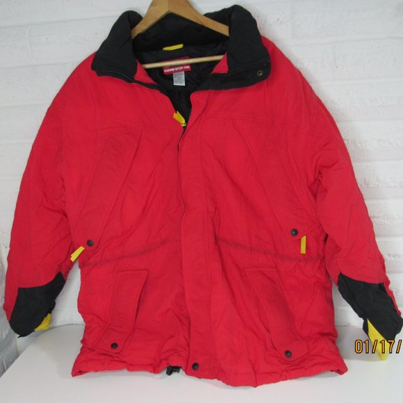 Vtg 90's Marlboro Country Store Men's Duck Down Puffer Jacket Red Full zip LG - Picture 1 of 12